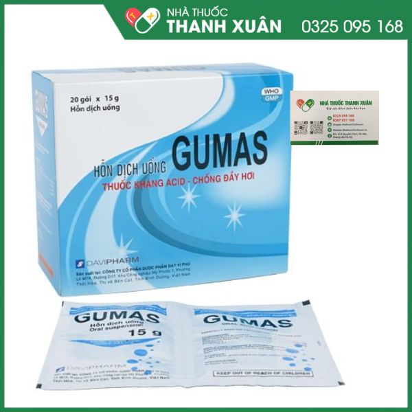 Gumas - Giảm triệu chứng ợ nóng, viêm thực quản, viêm dạ dày, loét dạ dày